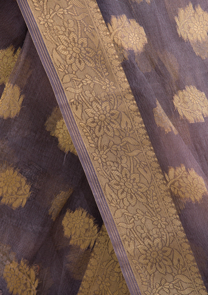 Light Grey Printed Tissue Saree