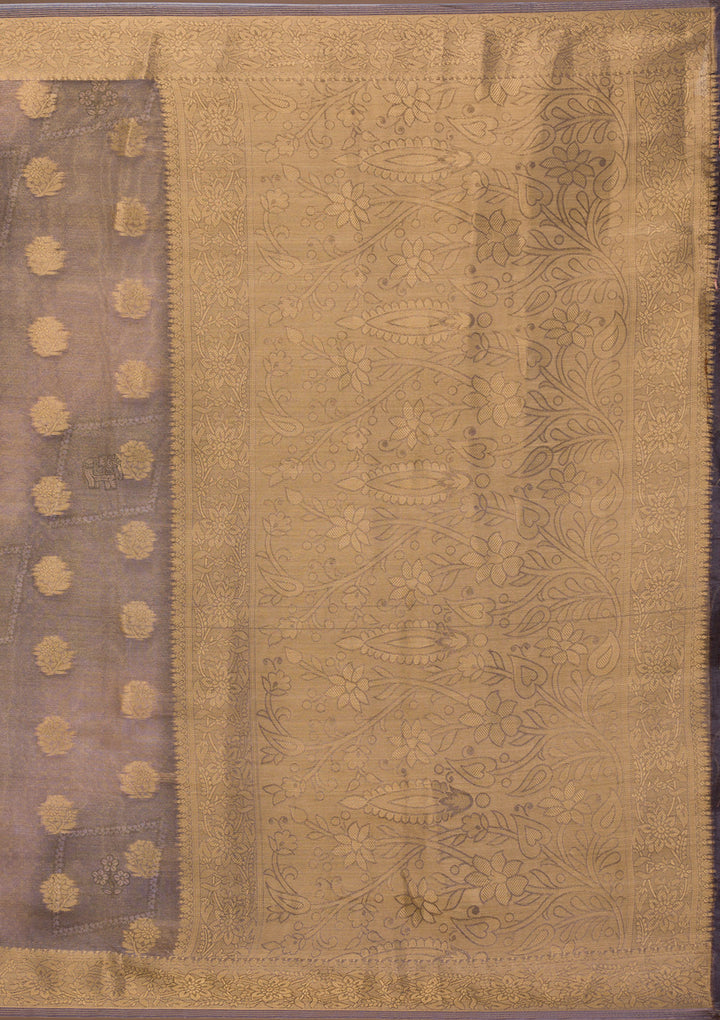 Light Grey Printed Tissue Saree