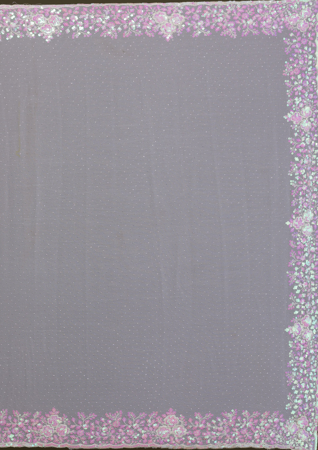Light Grey Sequins Georgette Saree