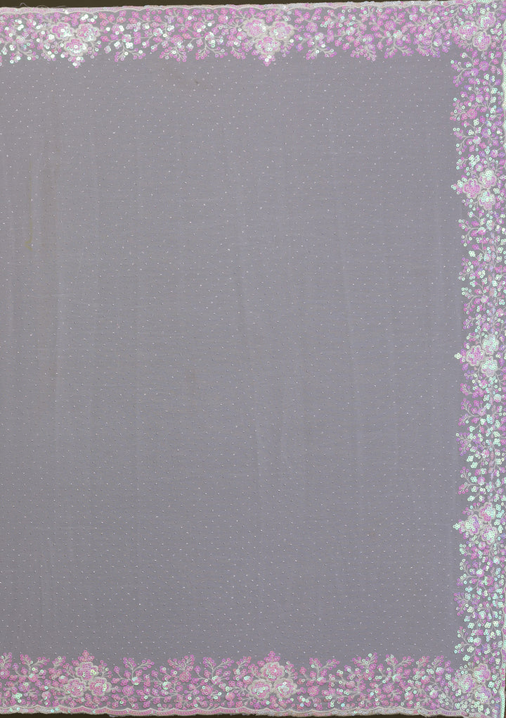 Light Grey Sequins Georgette Saree