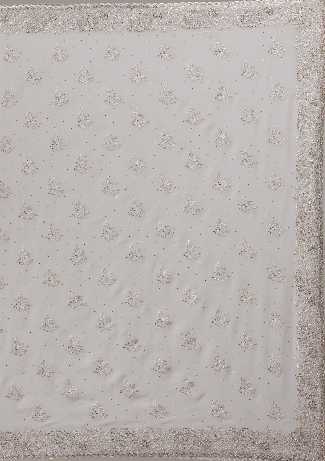 Light Grey Stonework Georgette Saree