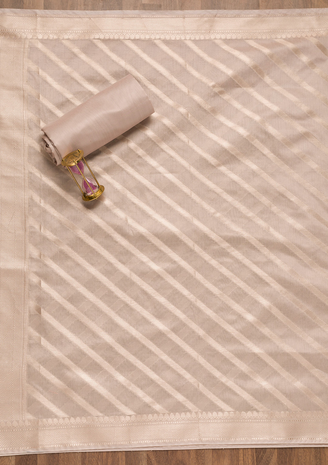 Light Grey Zariwork Banarasi Unstitched Salwar Suit