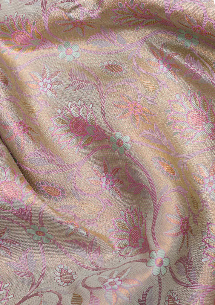 Light Grey Gold Zariwork Pure Silk Saree