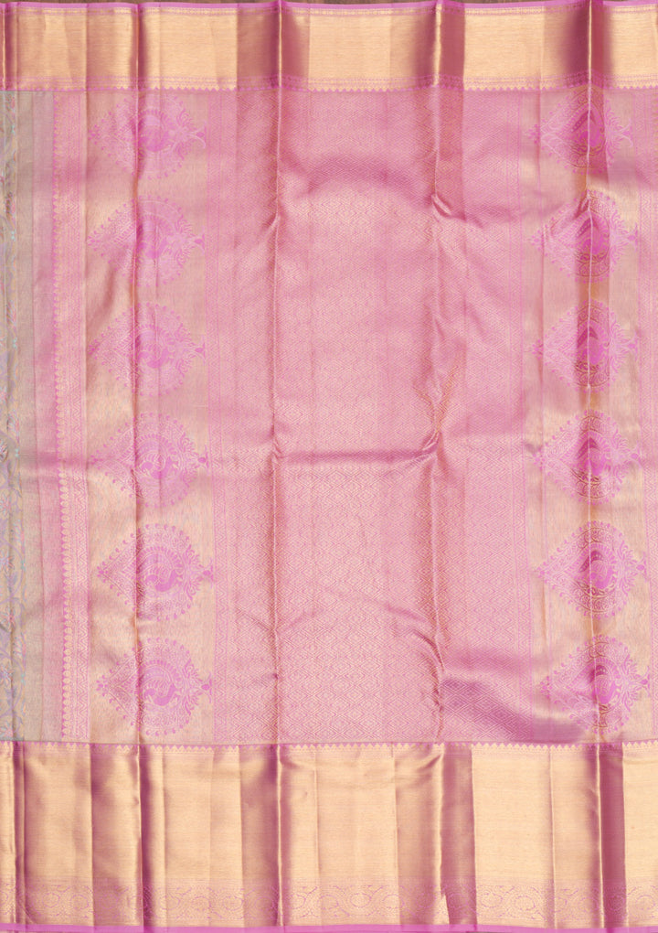 Light Grey Gold Zariwork Pure Silk Saree