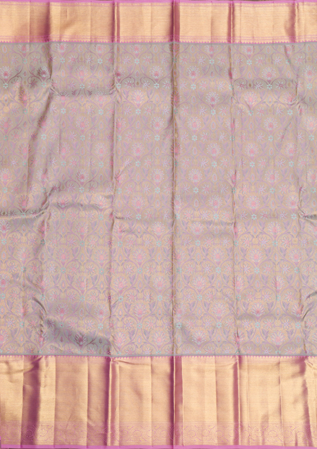 Light Grey Gold Zariwork Pure Silk Saree
