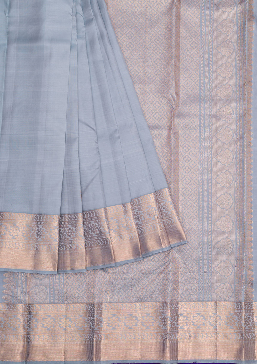 Light Grey Gold Zariwork Pure Silk Saree