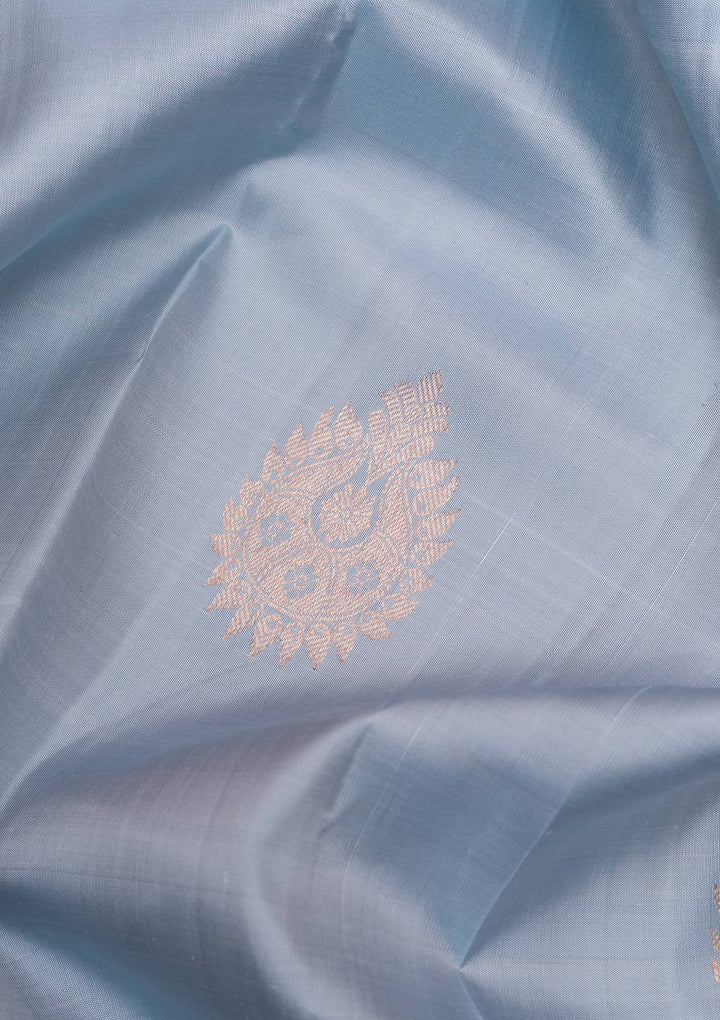 Light Grey Gold Zariwork Pure Silk Saree