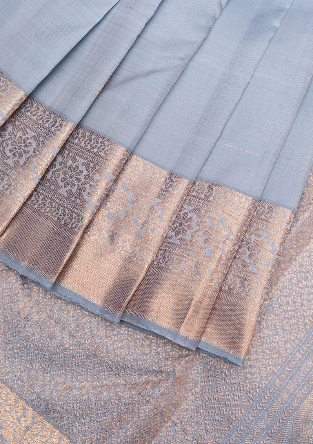 Light Grey Gold Zariwork Pure Silk Saree