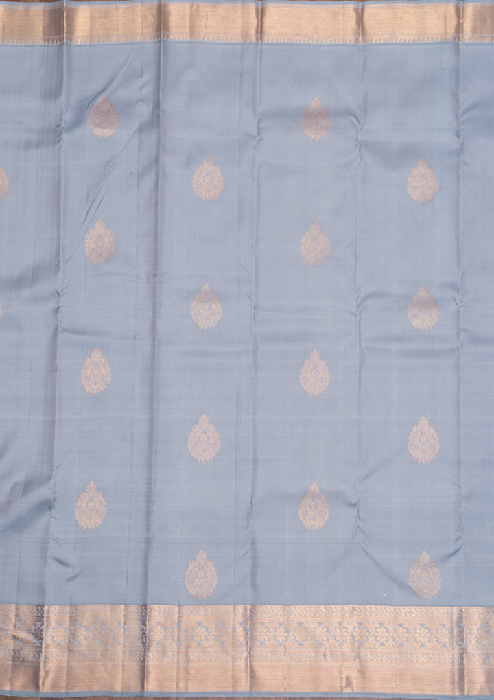 Light Grey Gold Zariwork Pure Silk Saree