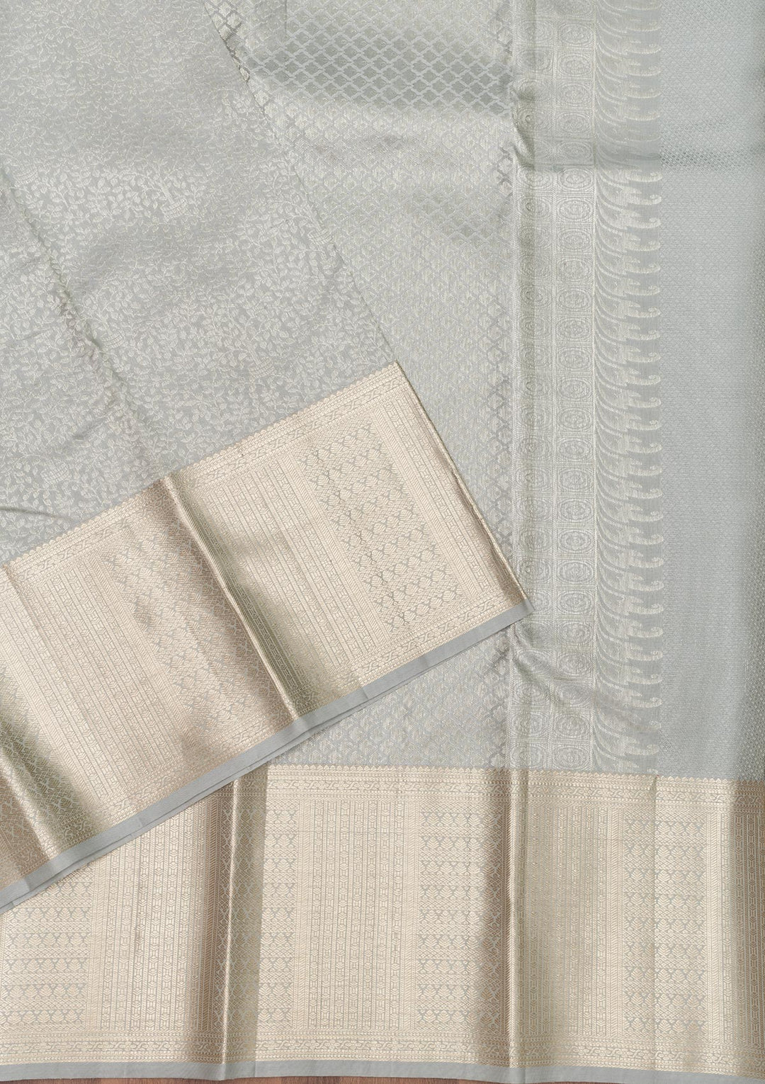 Light Grey Zariwork Banarasi Pure Silk Saree