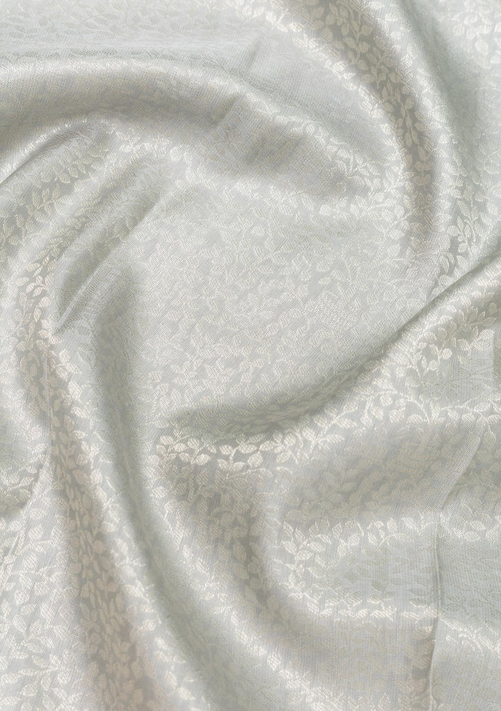 Light Grey Zariwork Banarasi Pure Silk Saree