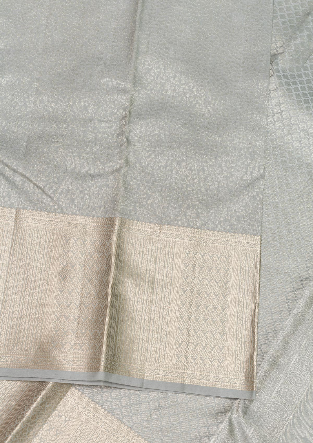 Light Grey Zariwork Banarasi Pure Silk Saree