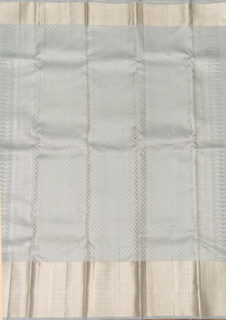 Light Grey Zariwork Banarasi Pure Silk Saree