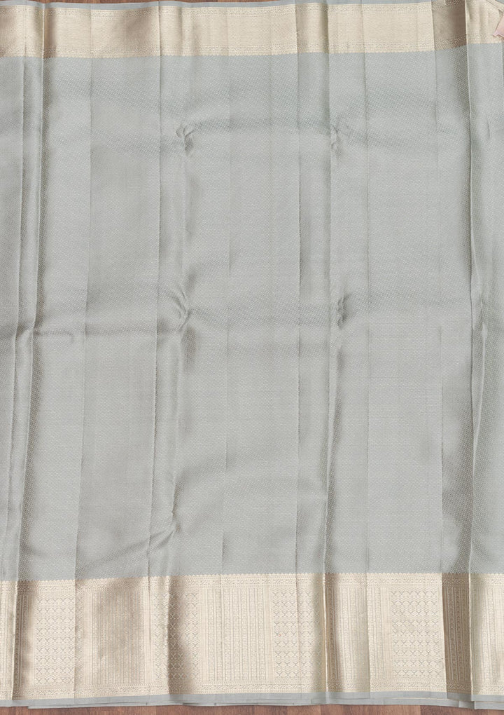 Light Grey Zariwork Banarasi Pure Silk Saree