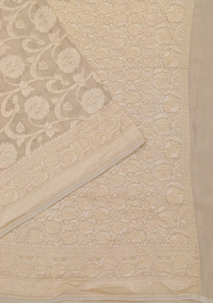 Light Grey Zariwork Pure Silk Saree