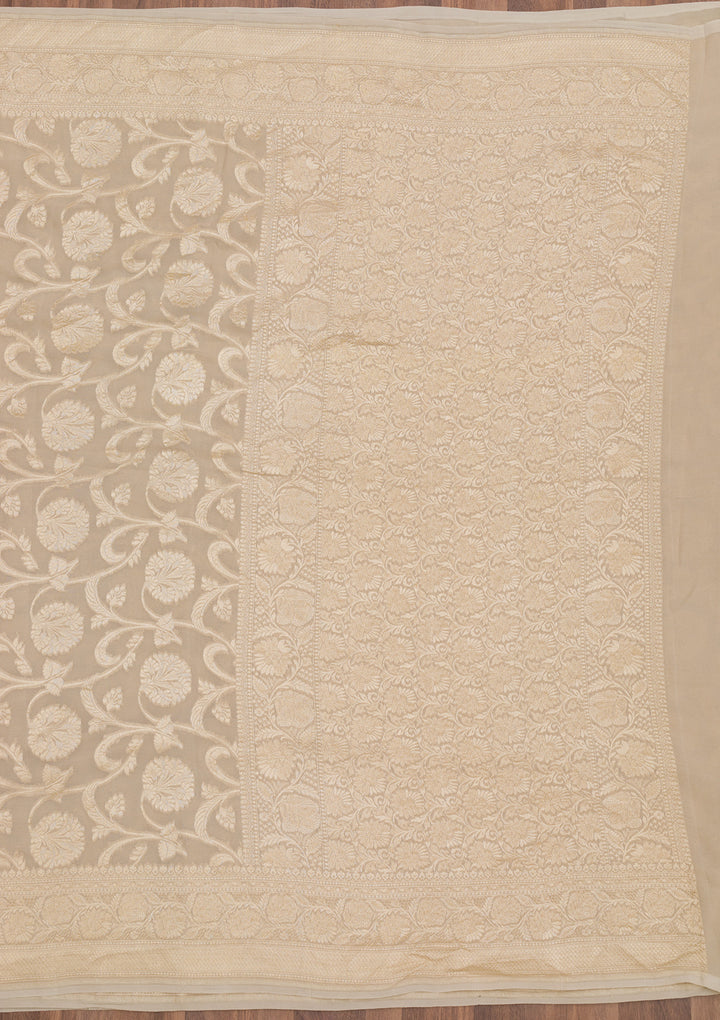 Light Grey Zariwork Pure Silk Saree