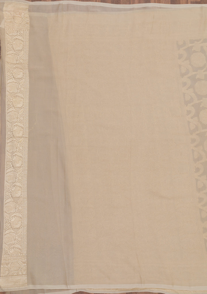 Light Grey Zariwork Pure Silk Saree