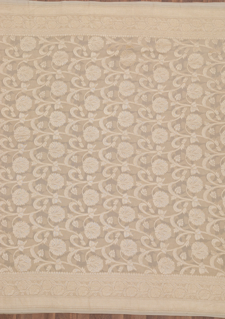 Light Grey Zariwork Pure Silk Saree