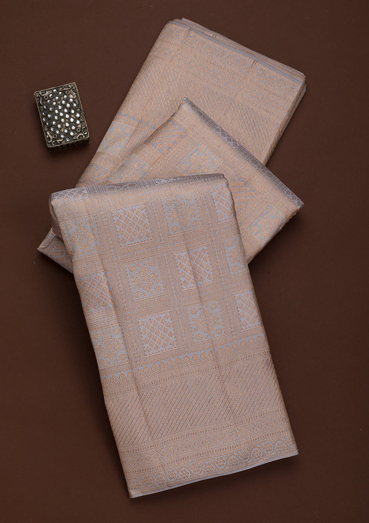 Light Grey Zariwork Pure Silk Saree