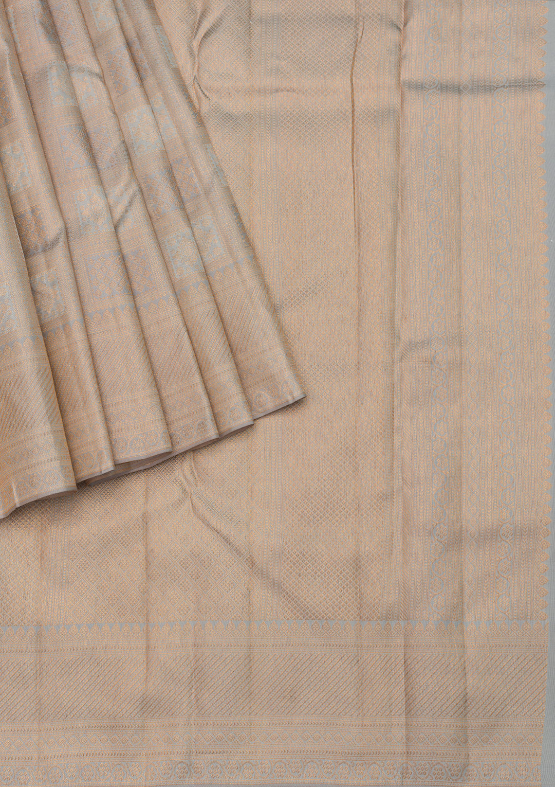 Light Grey Zariwork Pure Silk Saree