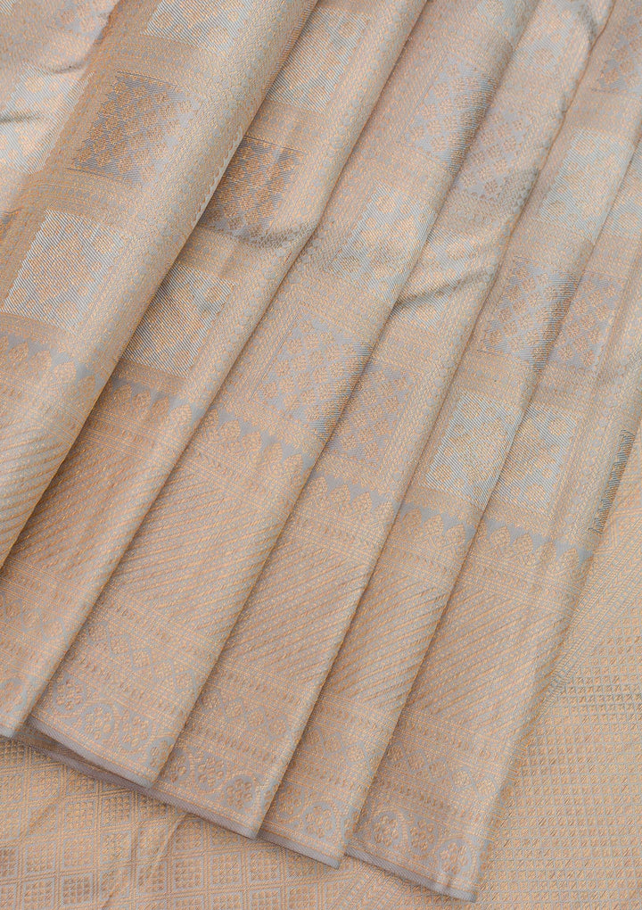 Light Grey Zariwork Pure Silk Saree