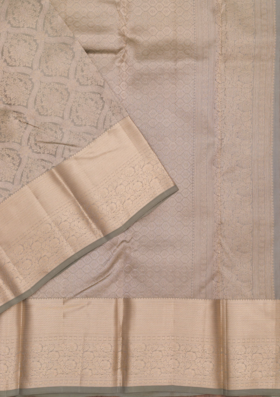 Light Grey Zariwork Pure Silk Saree
