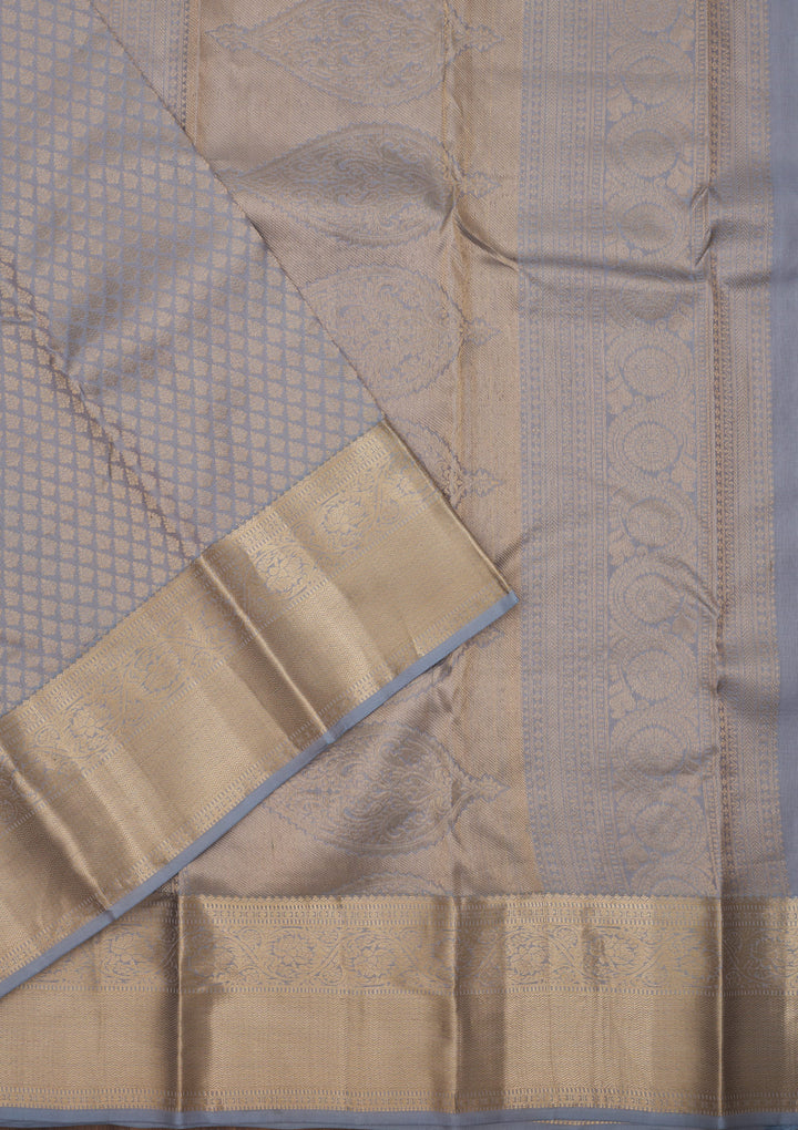 Light Grey Zariwork Pure Silk Saree