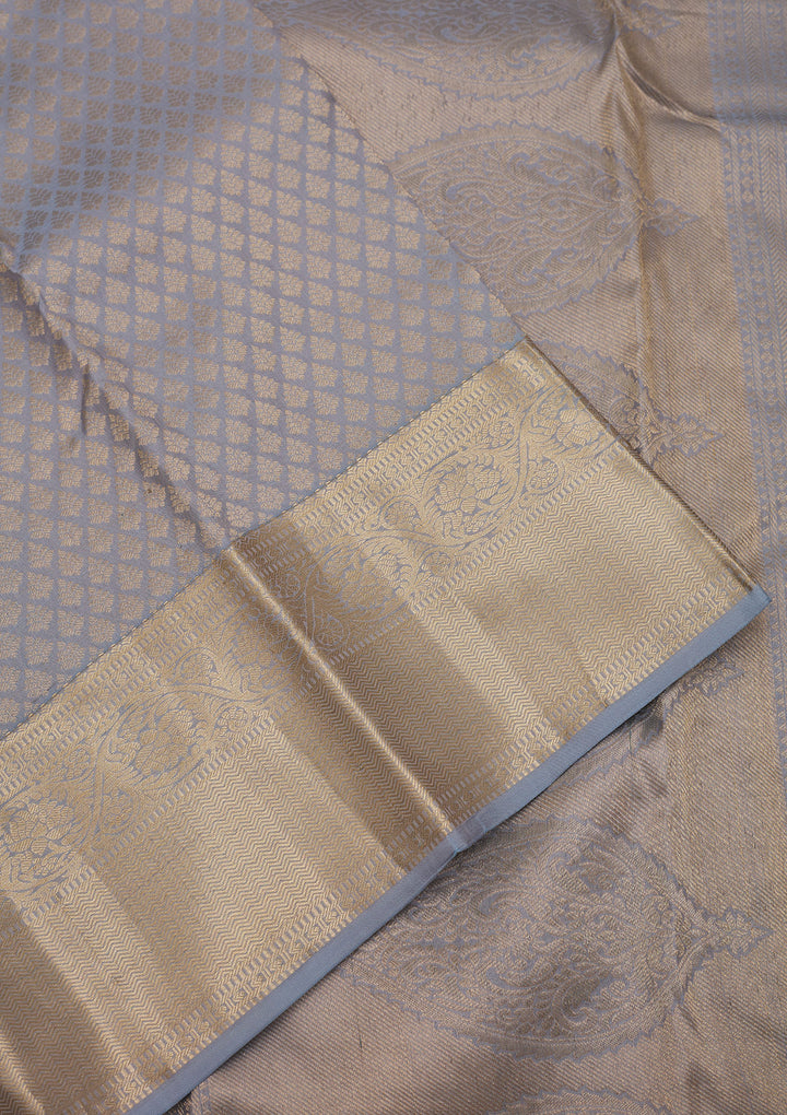 Light Grey Zariwork Pure Silk Saree