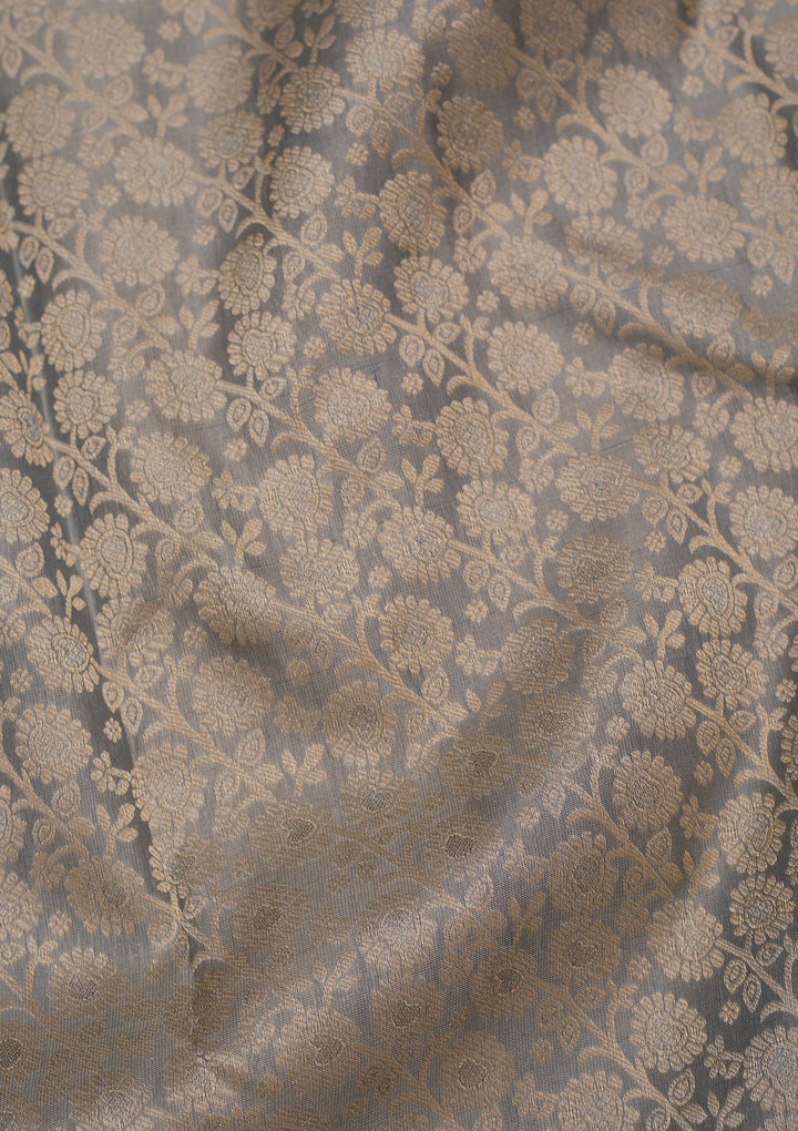 Light Grey Zariwork Pure Silk Saree