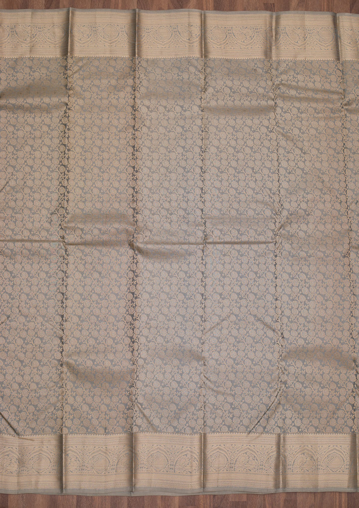 Light Grey Zariwork Pure Silk Saree