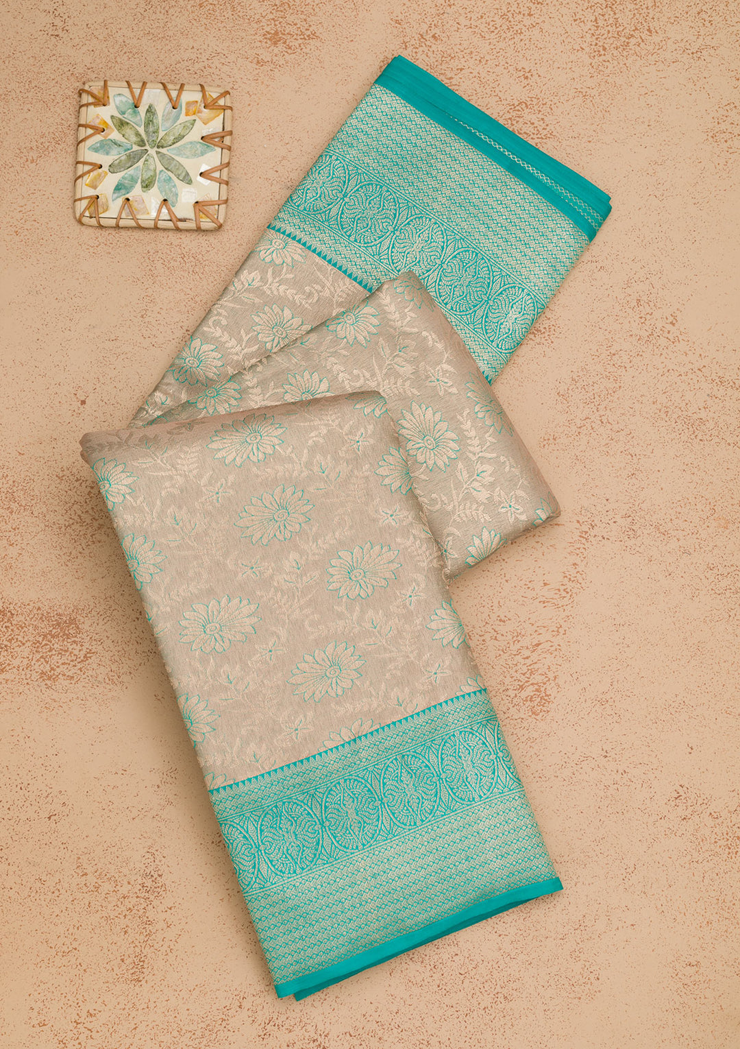 Light Grey Zariwork Pure Silk Saree