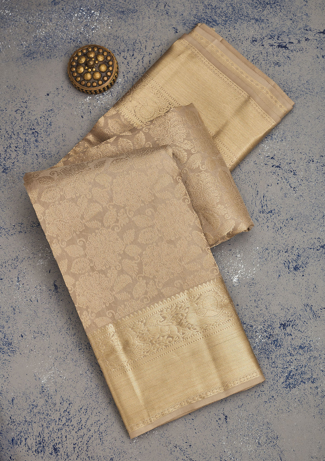 Light Brown Zariwork Pure Silk Saree