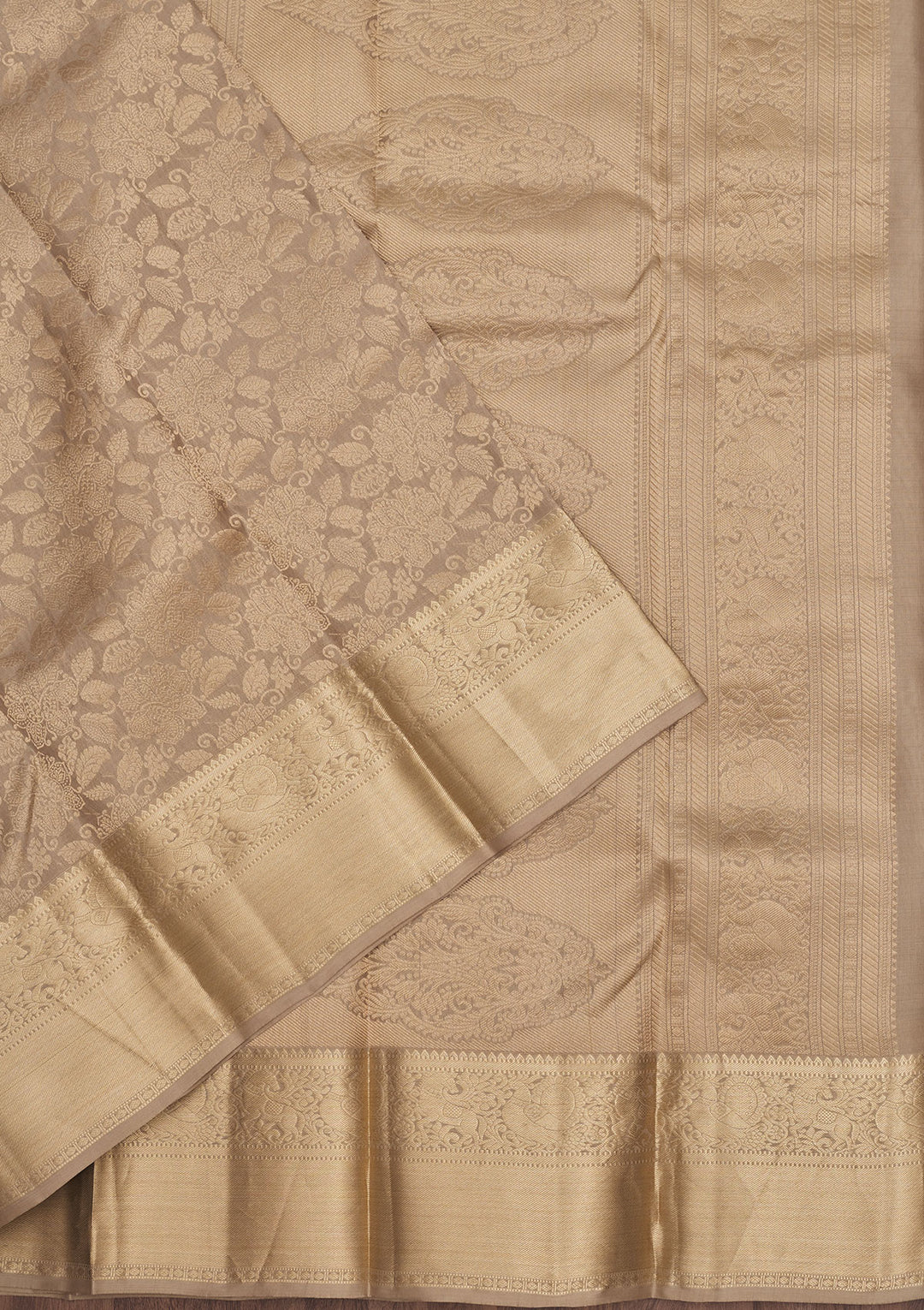 Light Brown Zariwork Pure Silk Saree