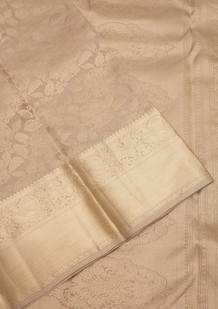 Light Brown Zariwork Pure Silk Saree