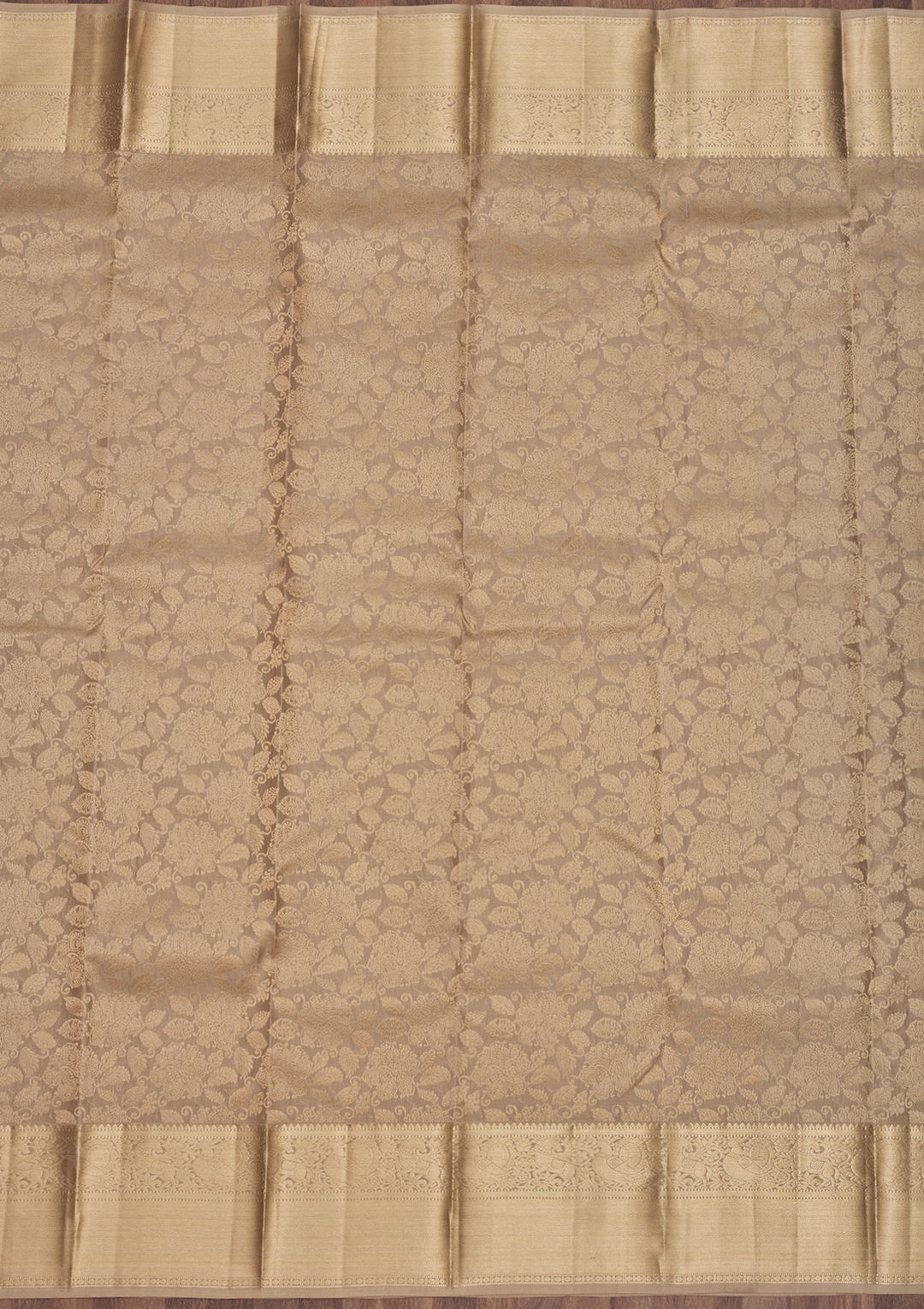 Light Brown Zariwork Pure Silk Saree