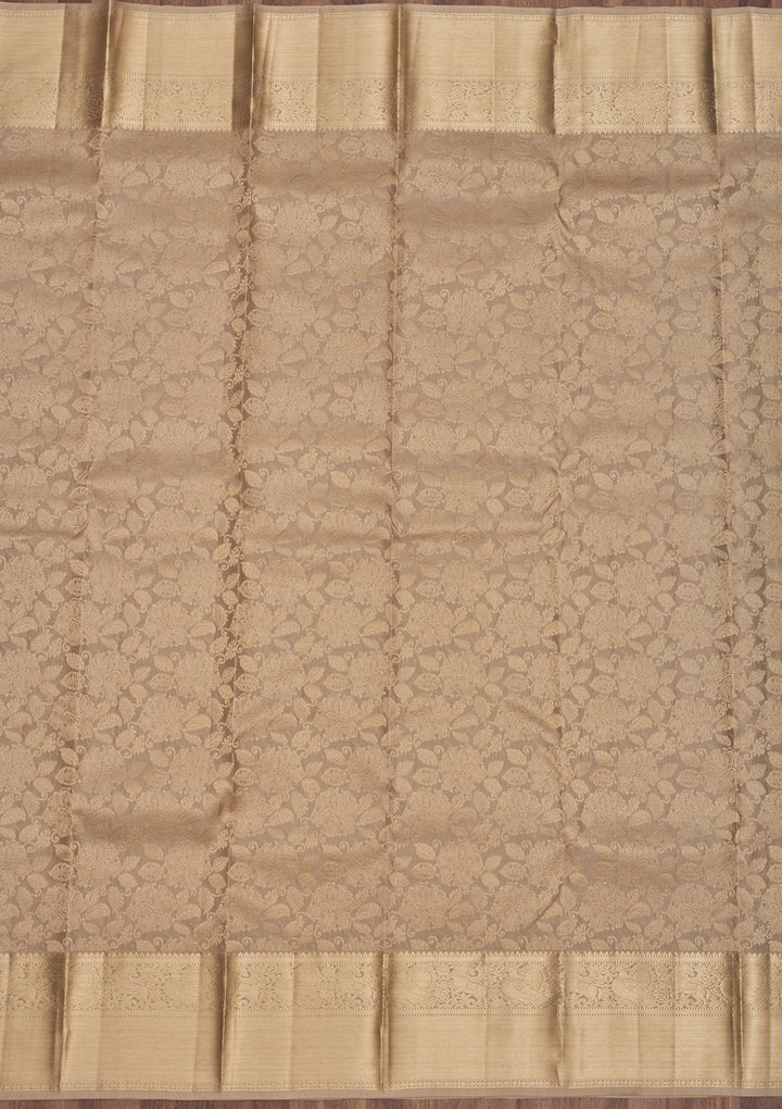 Light Brown Zariwork Pure Silk Saree