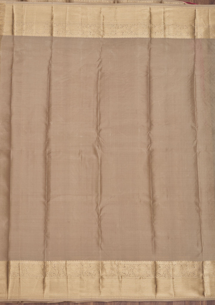 Light Brown Zariwork Pure Silk Saree