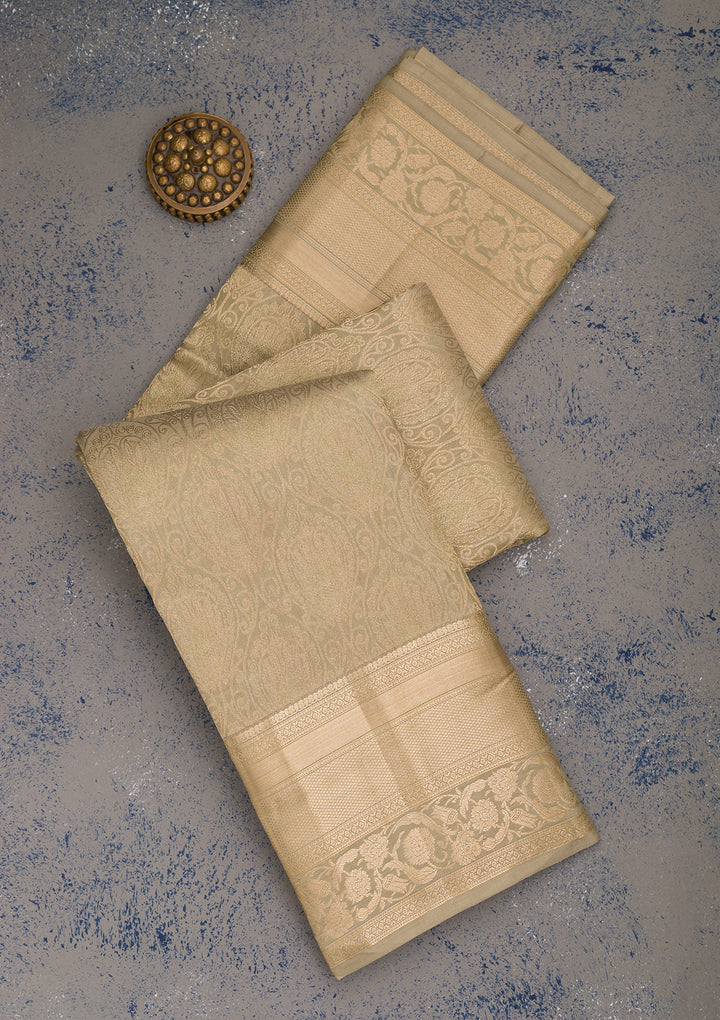 Light Grey Zariwork Pure Silk Saree