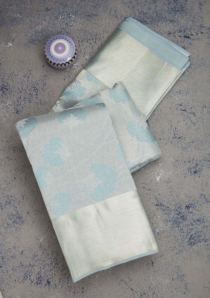 Light Grey Zariwork Pure Silk Saree