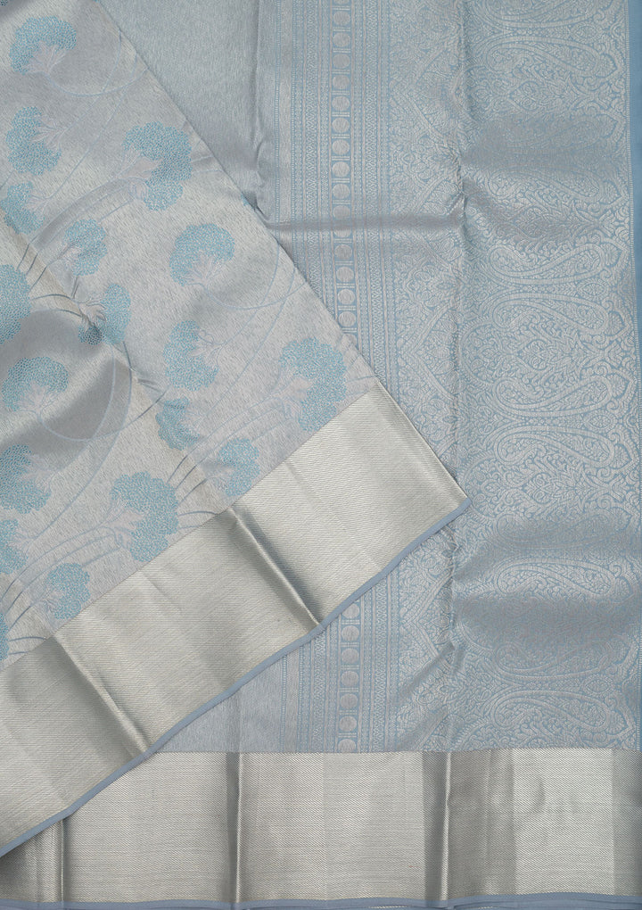 Light Grey Zariwork Pure Silk Saree