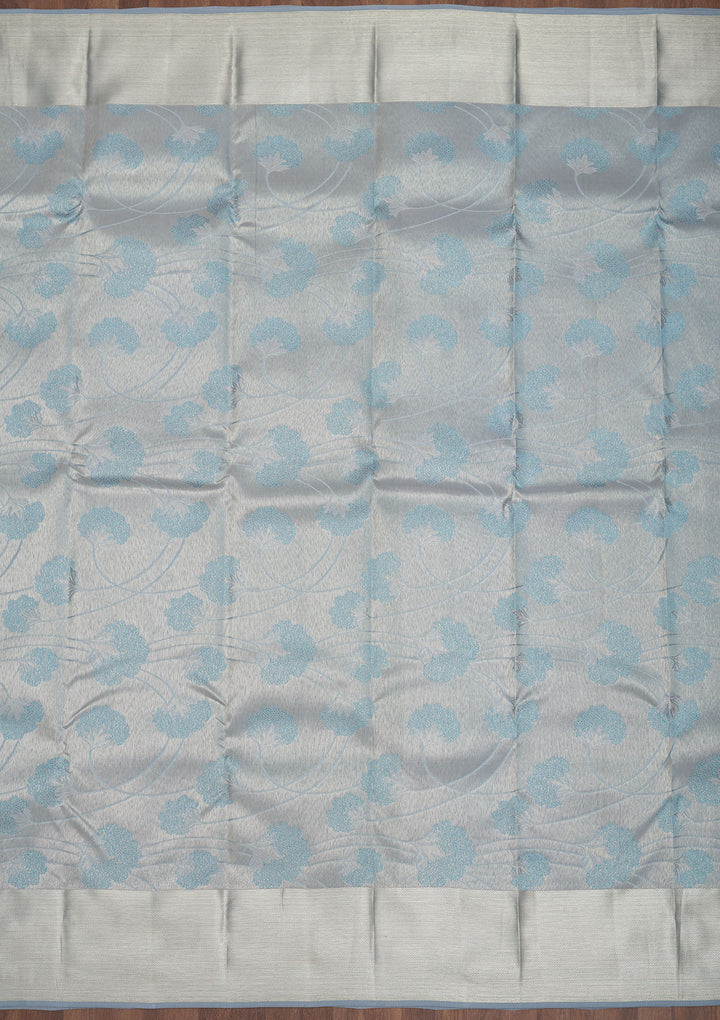 Light Grey Zariwork Pure Silk Saree