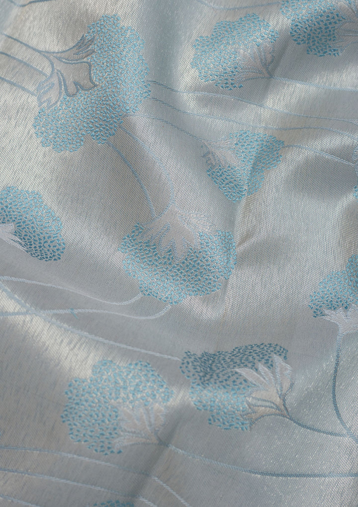 Light Grey Zariwork Pure Silk Saree