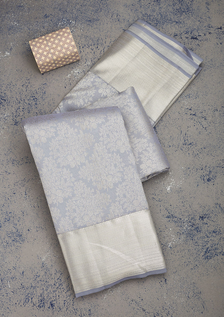 Grey Zariwork Pure Silk Saree