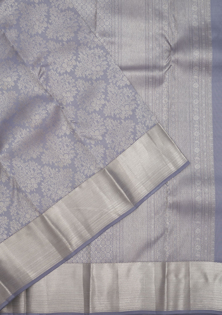 Grey Zariwork Pure Silk Saree
