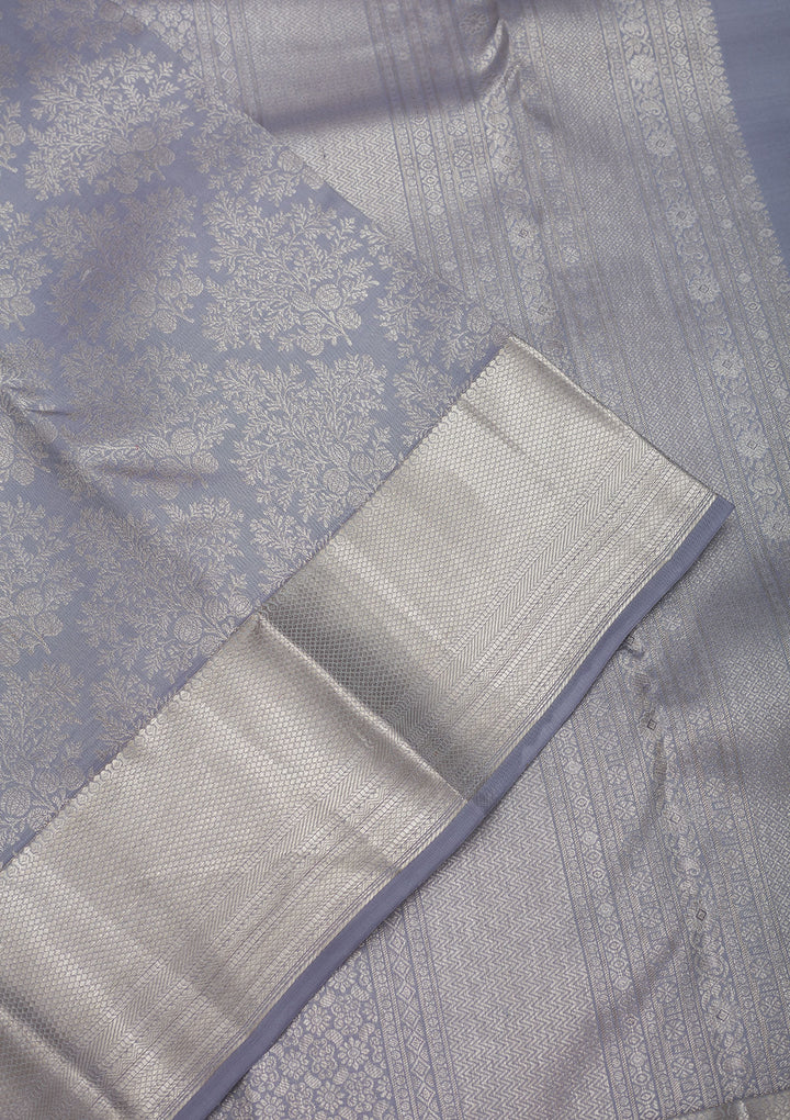 Grey Zariwork Pure Silk Saree