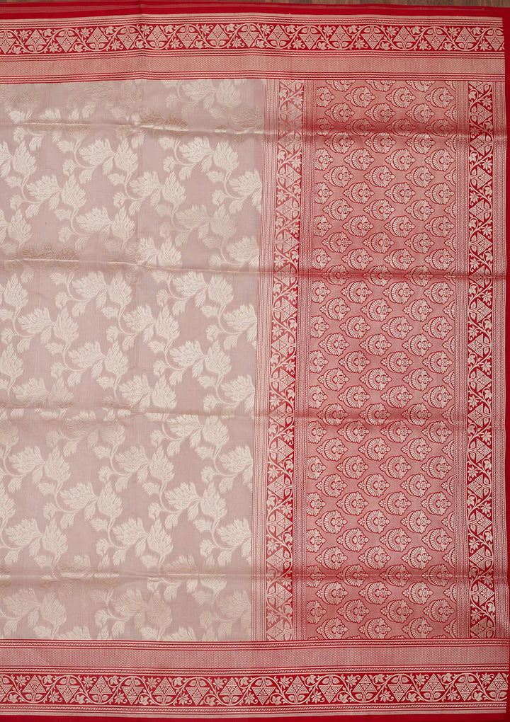Light Grey Zariwork Pure Silk Saree