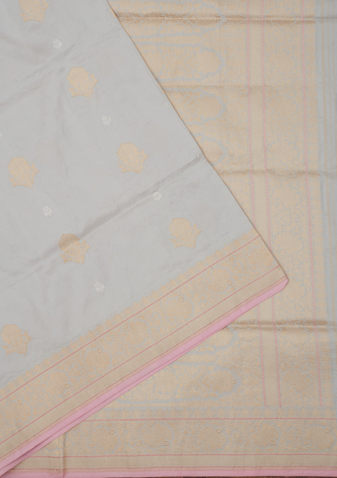 Light Grey Zariwork Pure Silk Saree