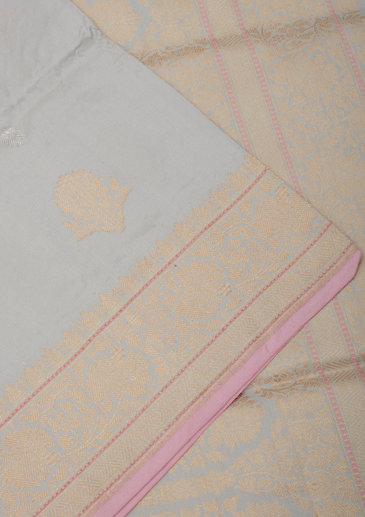 Light Grey Zariwork Pure Silk Saree