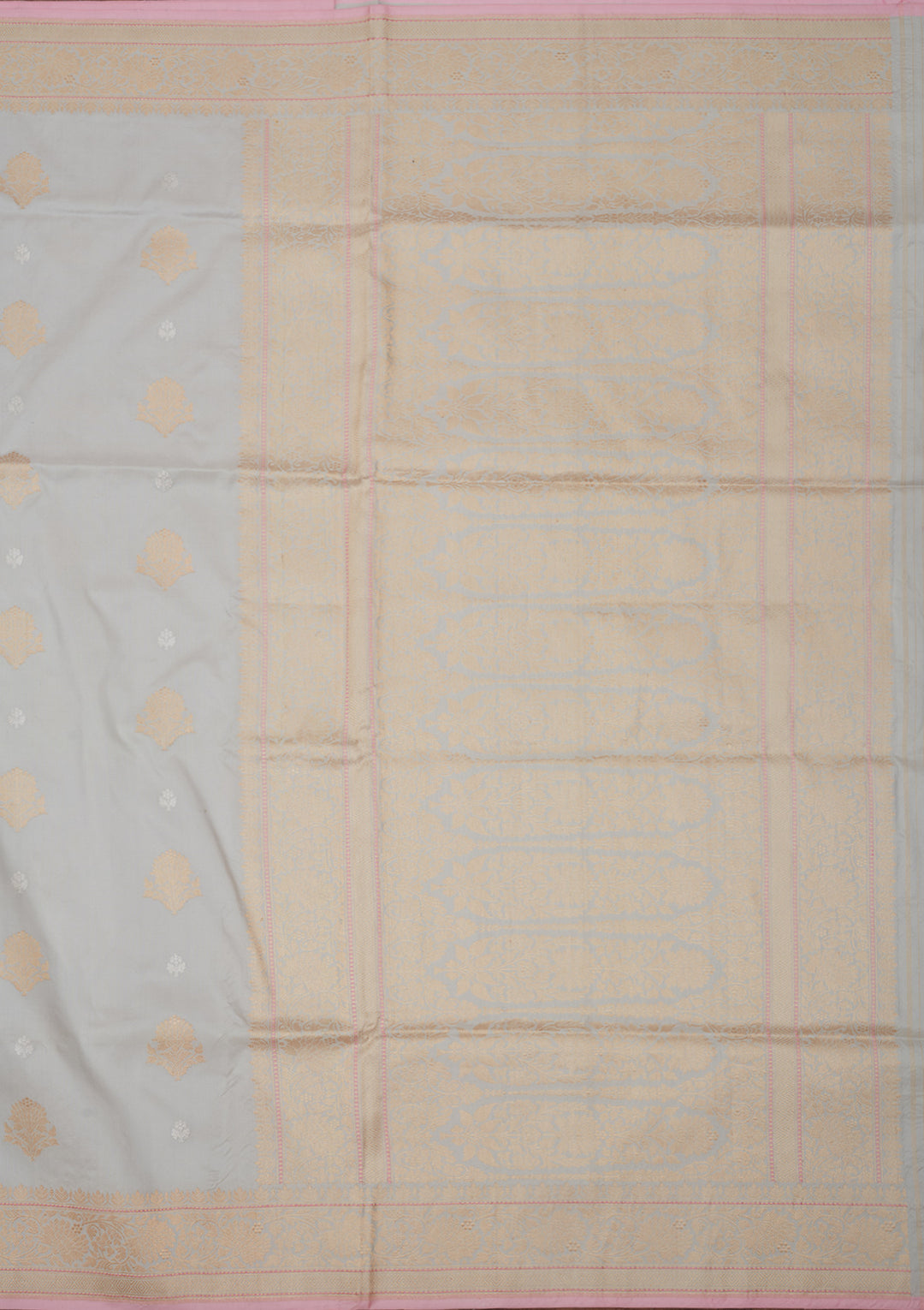 Light Grey Zariwork Pure Silk Saree