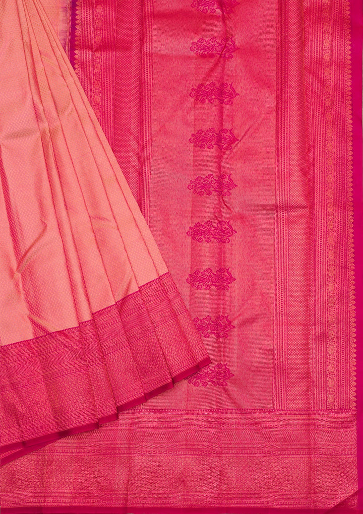 Light Peach Zariwork Pure Silk Saree